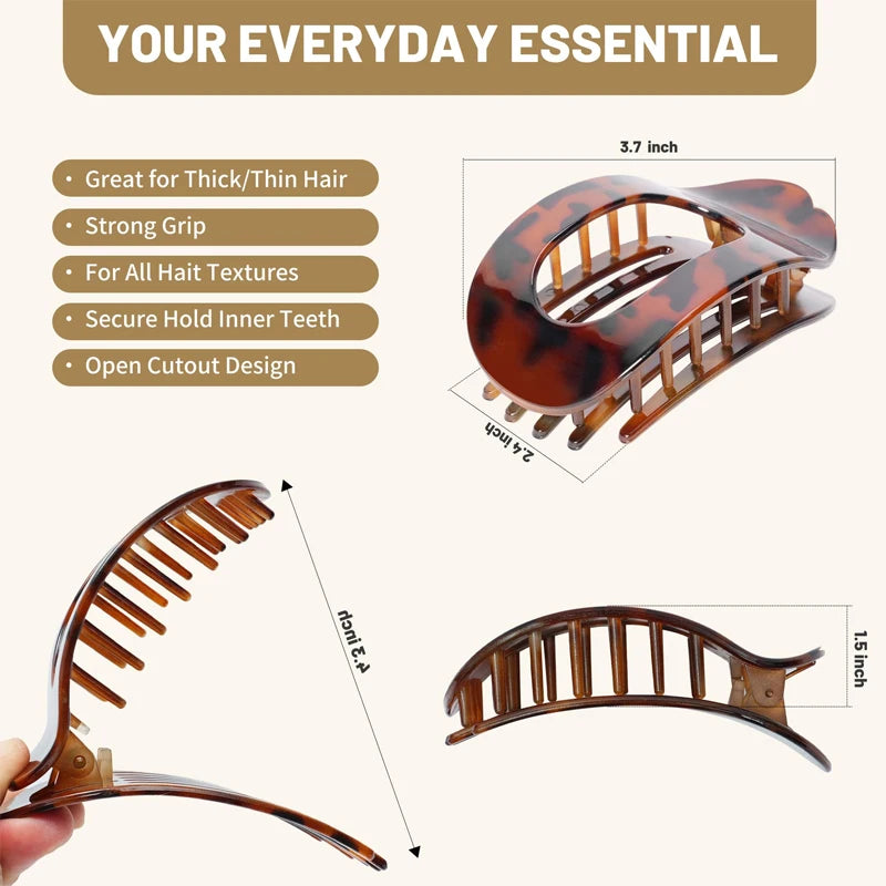 Newest Korean Acetic Acid Hair Clip Hair Accessories Women's Spoon Clip Spring Clip Leopard Hair Clip Top Clip Simple Headpiece