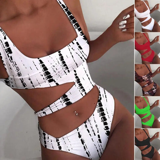 One Piece Women Swimsuit Sexy Stain Resistant Shoulder Strap Bikini Set Slim Fit Push Up Summer Beachwear For Holiday