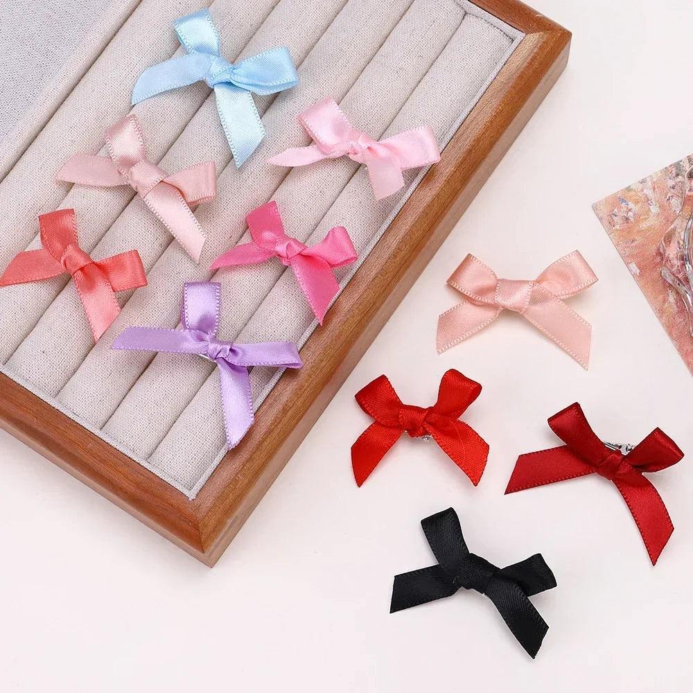 5-24Pcs Y2k Girls Bows Mini Hair Clips Metal Hairpin Headwear Barrette Handmade Ribbon Bow Bangs Clip Fashion Hair Accessories