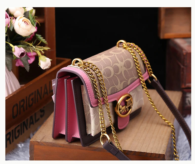 Light luxury women's bag 2025 new high-end color contrast single shoulder underarm bag designer fashionable crossbody small squa