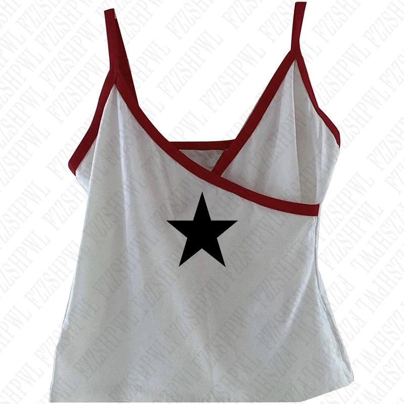 Gothic Star Print Streetwear Vintage Harajuku Punk Grunge Crop Top Casual Women's T-Shirt E-girl Baby Tee Slim Y2k Clothes