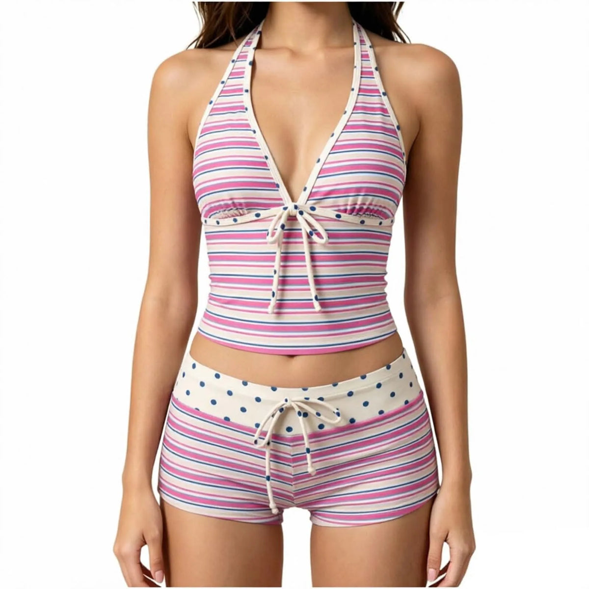 Tankini For Women 2 Pieces Bikini Sets Tankini Top With Shorts Cute Polka Dot Swimsuit Bathing Strapless Bikini Sets for Women