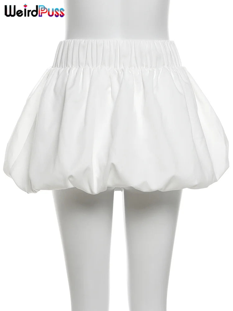 Weird Puss Ball Gown Skirts Women Y2K Hottie 2024 Summer Trend Midnight Waistband Miniskirts Birthday Streetwear Wild Bottoms