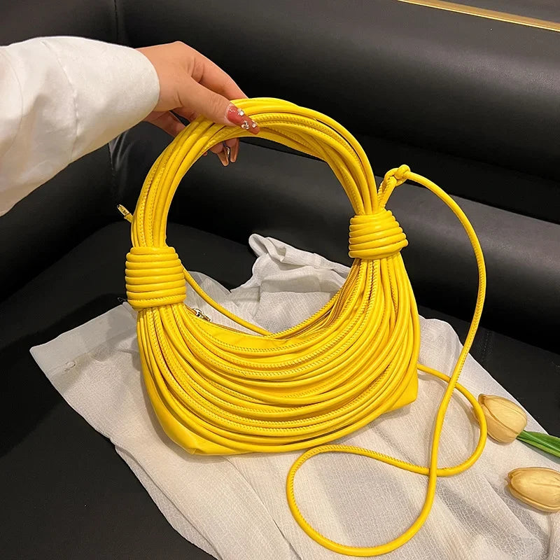2025 Trendy! Women's Multicolored Woven Knot Handbag - Stylish Crossbody/Top Handle Bag | High-End Texture for Streetwear