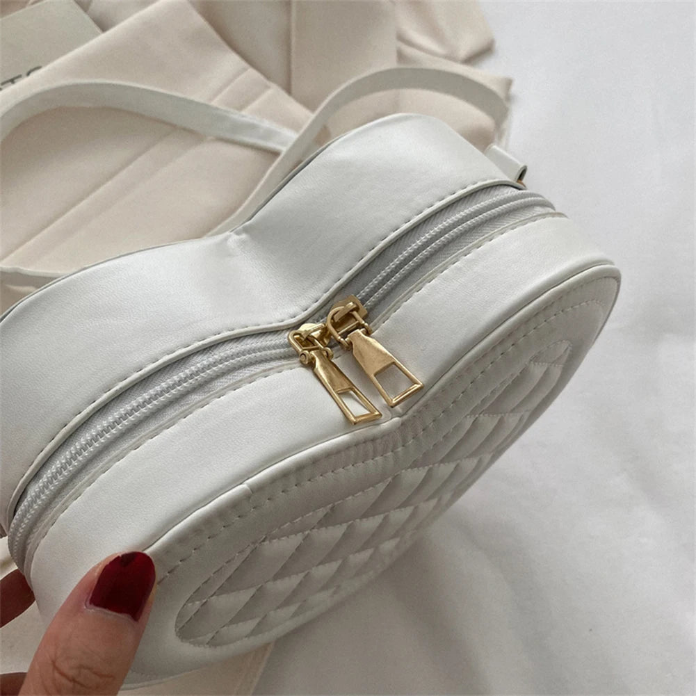 Fashion Love Heart Shape Shoulder Bag Handbags Designer Crossbody Bags PU Leather Zipper Women Casual Phone Bag Shoulder Bag