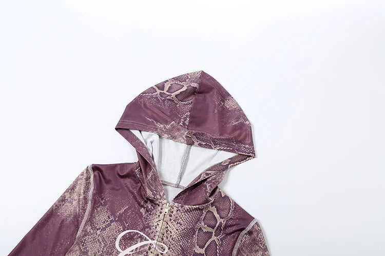 Snake Print Zip Jacket & Pants Set — Women's Tracksuit