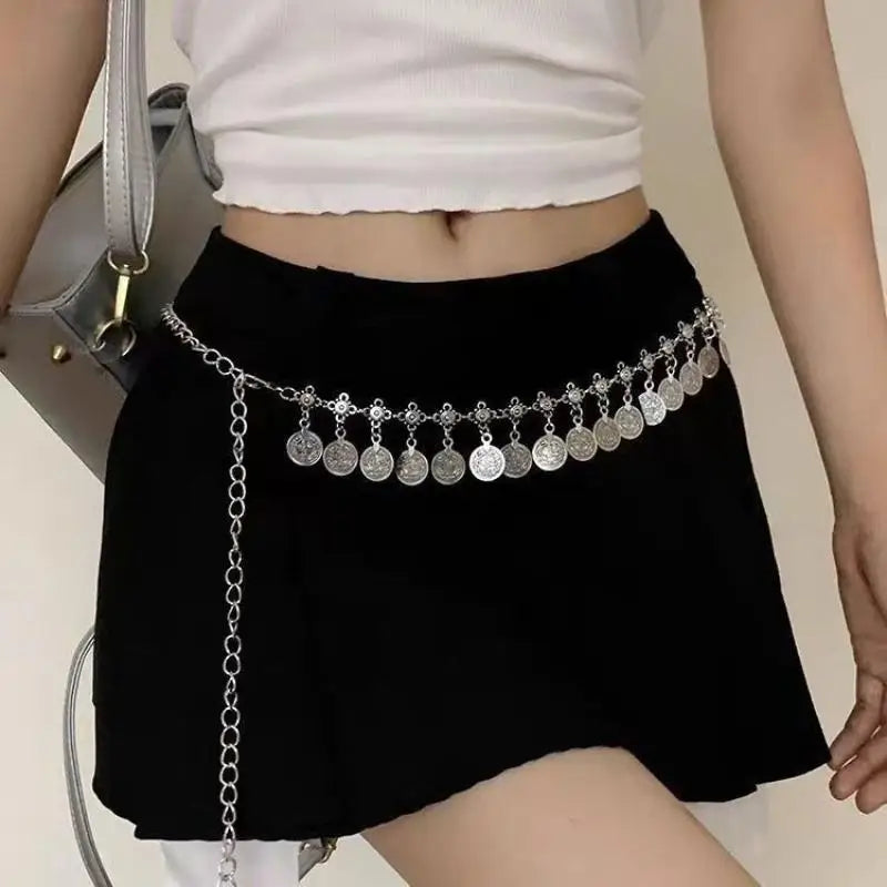 Metal Tassel Waist Chain Vintage Silver Bohemian Style Waistband Body Jewelry Waist Jewelry Ethnic Style Belt