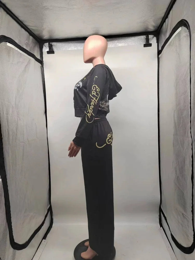 Sisterlinda Spring Release Junior Ankle-Length Sexy High Street Pants Suit M25S65380 Girl Knit Leopard Slim Fit Hooded Coat Suit