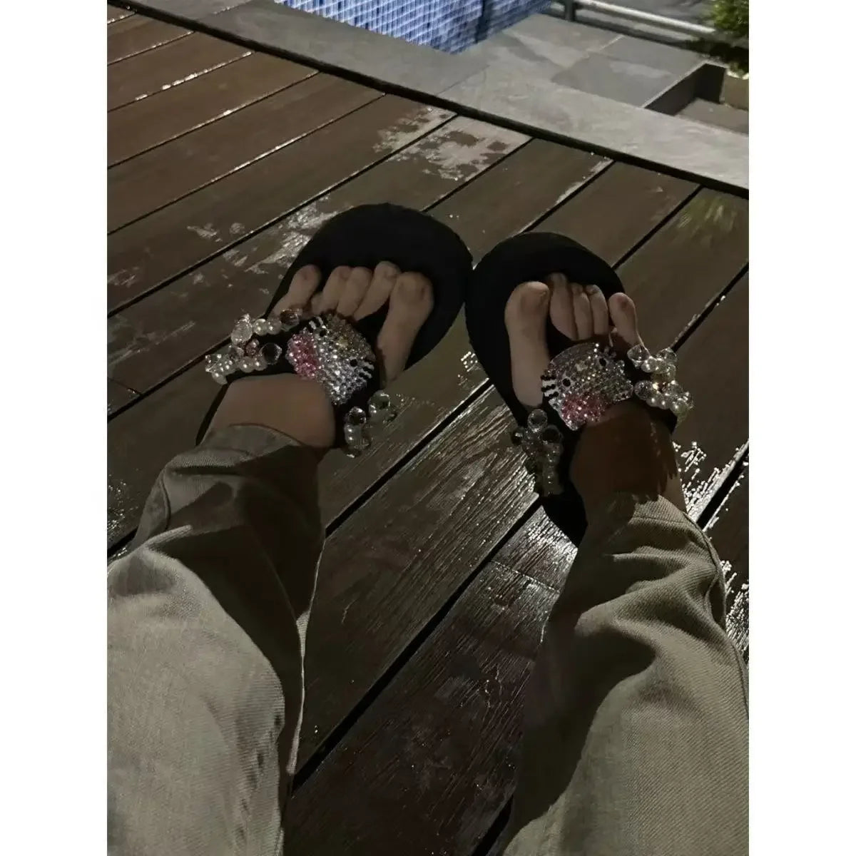 Cute Home Soft Flip-flop Sandals Y2k Beach Shoes Around Cartoons Women Kawayi Leisure Wedge-shaped High Heels and Thick Soles.