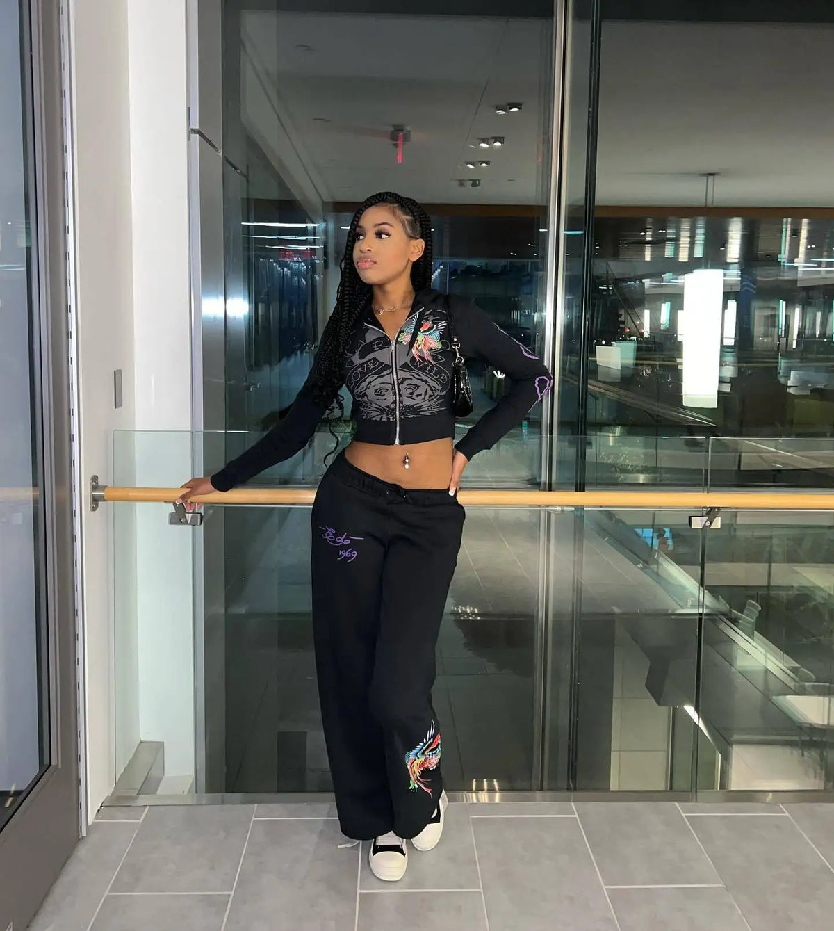 Spring 2 Two Piece Sets Casual Tracksuits Women Long Sleeve Zipper Crop Top+Baggy Pants Suits Club Rose Red Matching Outfits