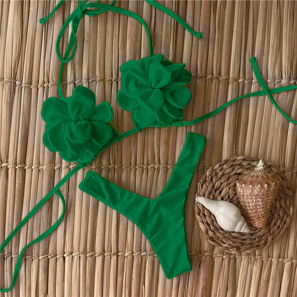 Sexy Floral Micro Bikini 2024 Women Swimsuit Female Swimwear Thong Bikinis Set Brazilian Beach Wear Bathing Suit Biquini