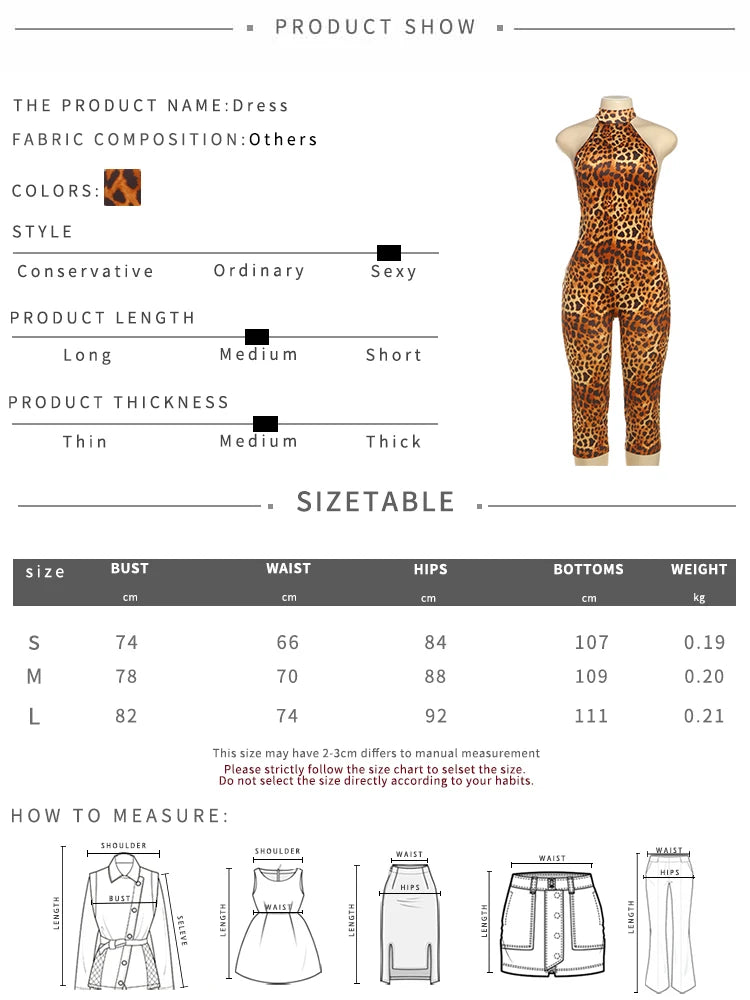 Weird Puss Backless Romper Women Halter Bandage Leopard Print Fit Tight Stretch Summer Sexy Hipster Activity Workout Playsuits