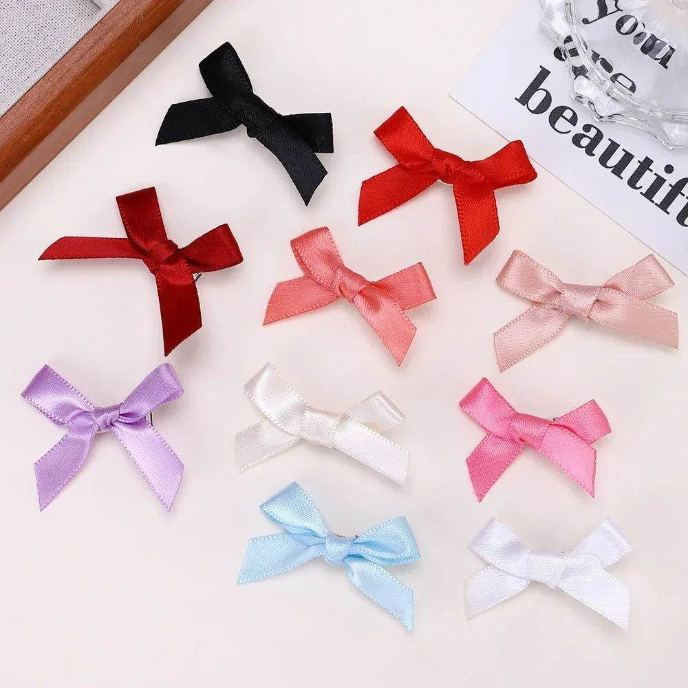 5-24Pcs Y2k Girls Bows Mini Hair Clips Metal Hairpin Headwear Barrette Handmade Ribbon Bow Bangs Clip Fashion Hair Accessories