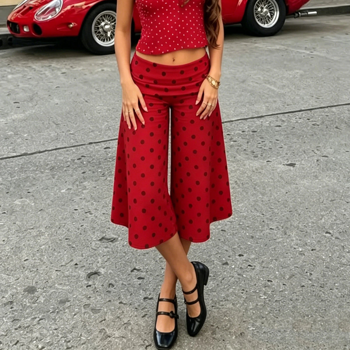 Capri Pants for Women Low Rise Fold Over Capri Yoga Pant Soft Comfy Flowy Wide Leg Capris Culottes Bottoms