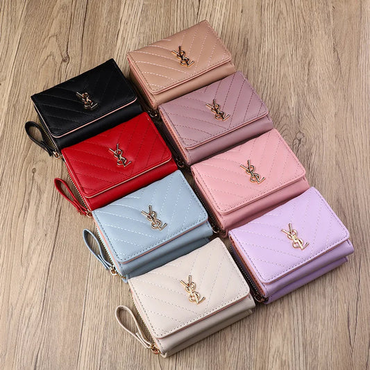 2025 new women's wallet short, fashionable and simple PU change bag card bag multi slot small wallet wallet wallet