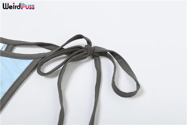 Weird Puss Beach Vacation 3Piece Set Women Letter Print Sexy Summer Bra+Bandage Briefs+Skirts Hipster Midnight Matching Clubwear