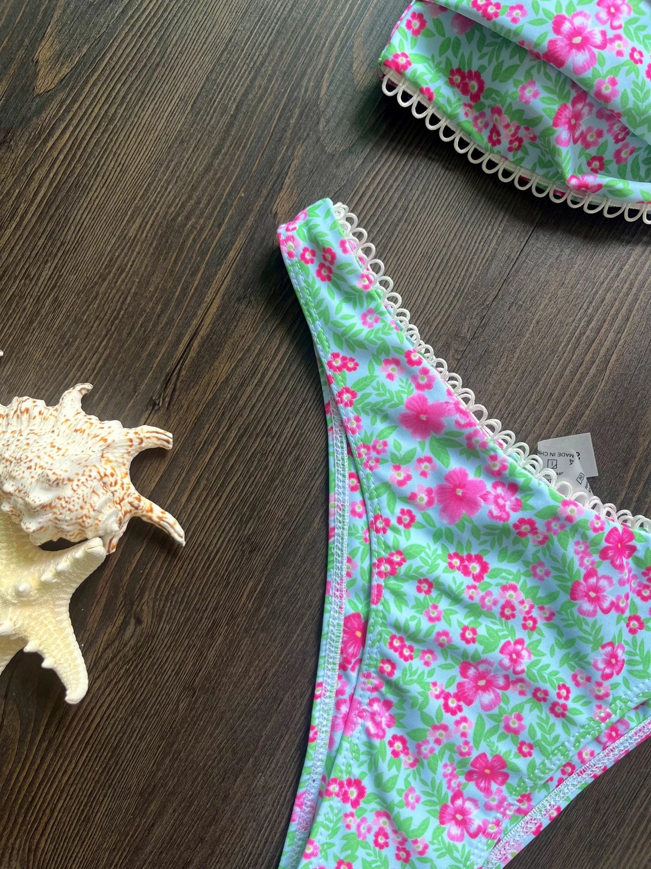 Floral Flowers Bandeau High Leg Cut Bikini Women Swimwear Female Swimsuit Two-pieces Bikini set Bather Bathing Suit Swim