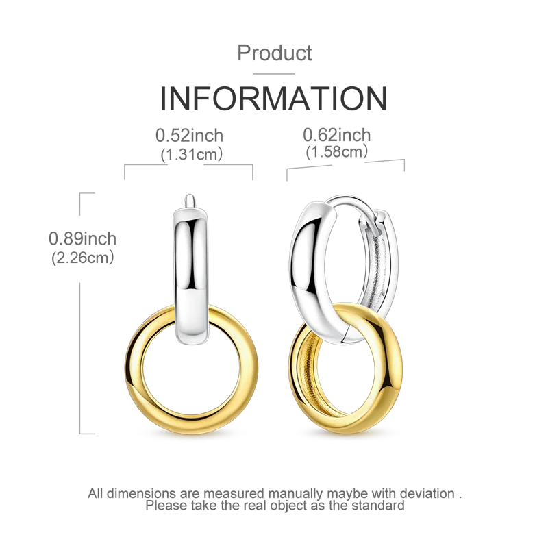 Fashion Gold ladies Hoop Earring 925 Sterling Silver Sparkling Zircon Round Ear Stud Earrings Fine Jewelry Lover Anniversary Gift