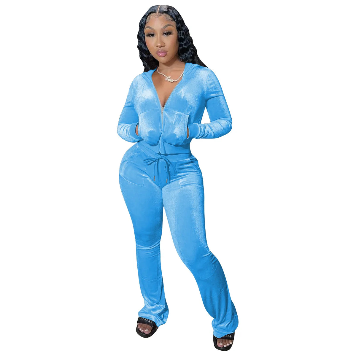 Fashion Sexy Slim 2 Piece Set For Women Casual Solid Hooded Zip Tops+High Waist Pants Sets Outfits Lady Sports Women's Clothing