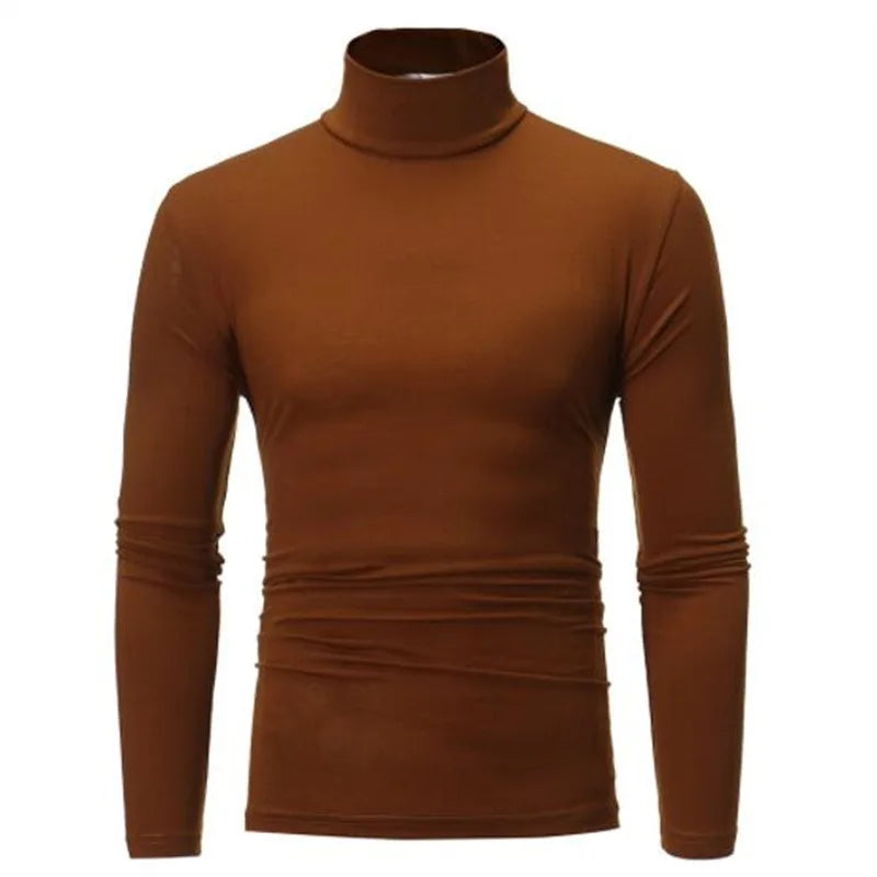 1/2pcs Autumn  Winter Men's High Neck T-shirt Slim Fit Fashion High Elastic Long Sleeve Casual Breathable Apparel Pullover