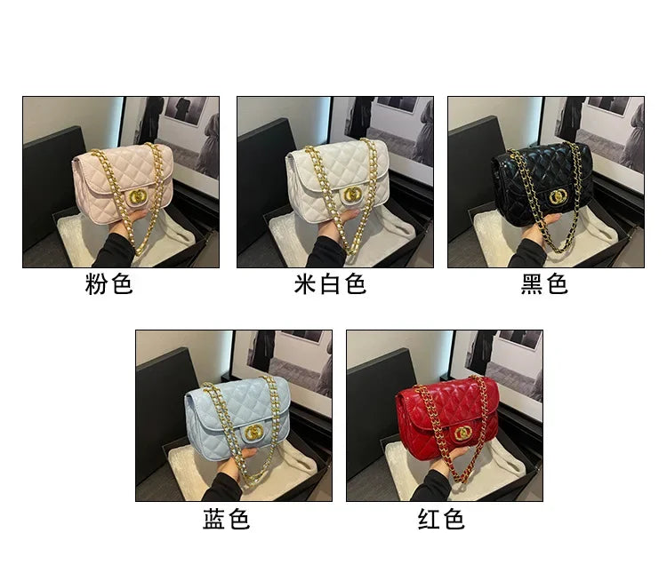 2025 New Women's Light Luxury Chain Square Bag Trendy Crossbody Shoulder Design | Versatile Handy Small Purse for Daily/Evening