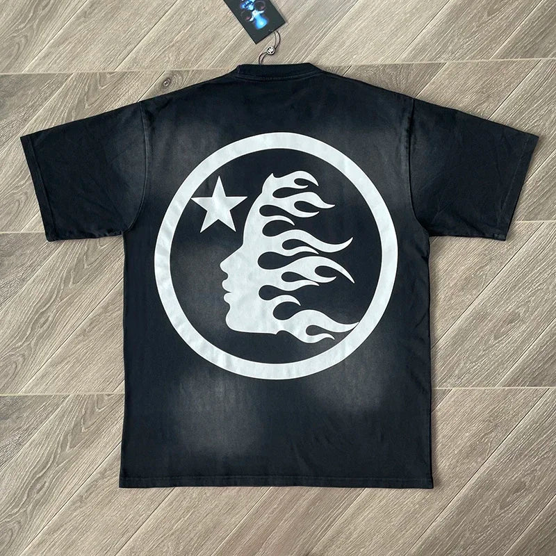 HS Gel Sport Logo Cotton wash short sleeve T-shirt European and American fashion