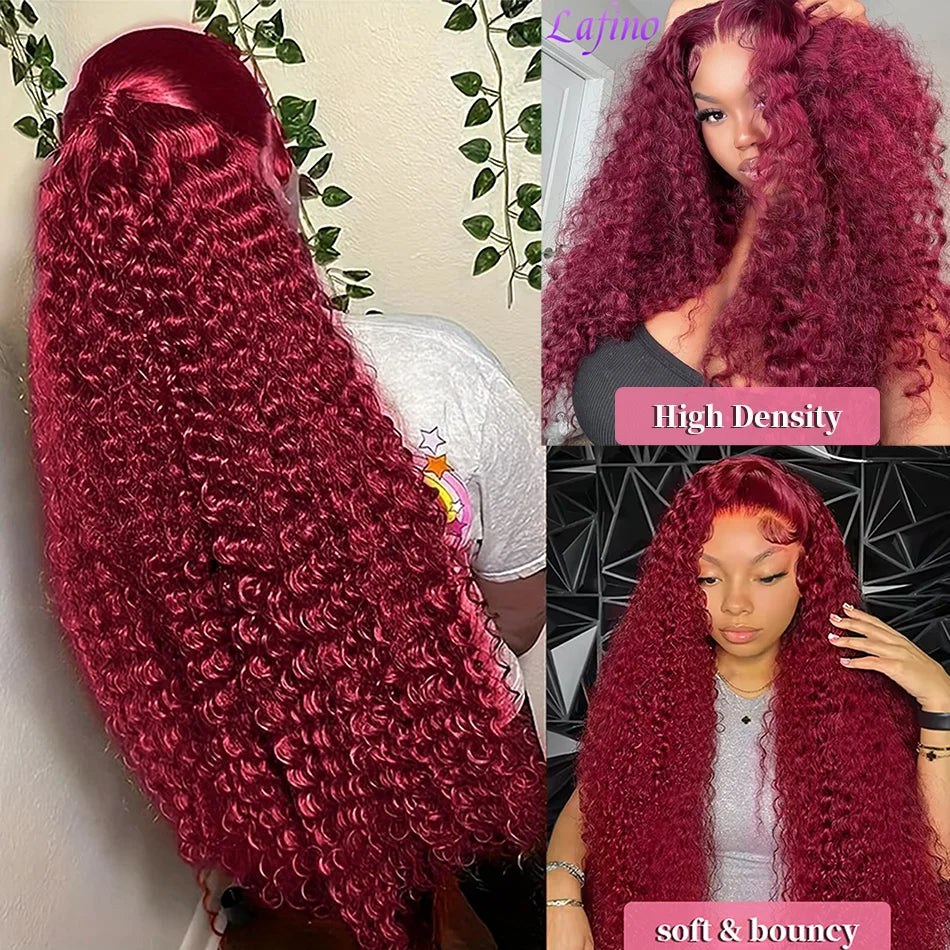 Wet And Wavy 99j Lace Frontal Wig Human Hair Burgundy 13x6 Hd Lace Frontal Human Hair Wig Red Curly Lace Front Human Hair Wigs