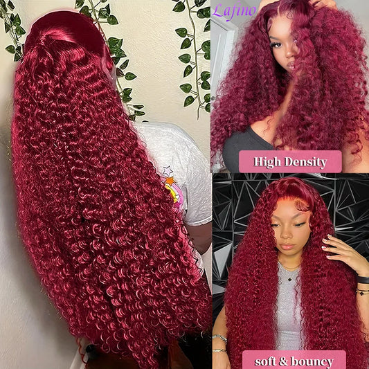 Wet And Wavy 99j Lace Frontal Wig Human Hair Burgundy 13x6 Hd Lace Frontal Human Hair Wig Red Curly Lace Front Human Hair Wigs