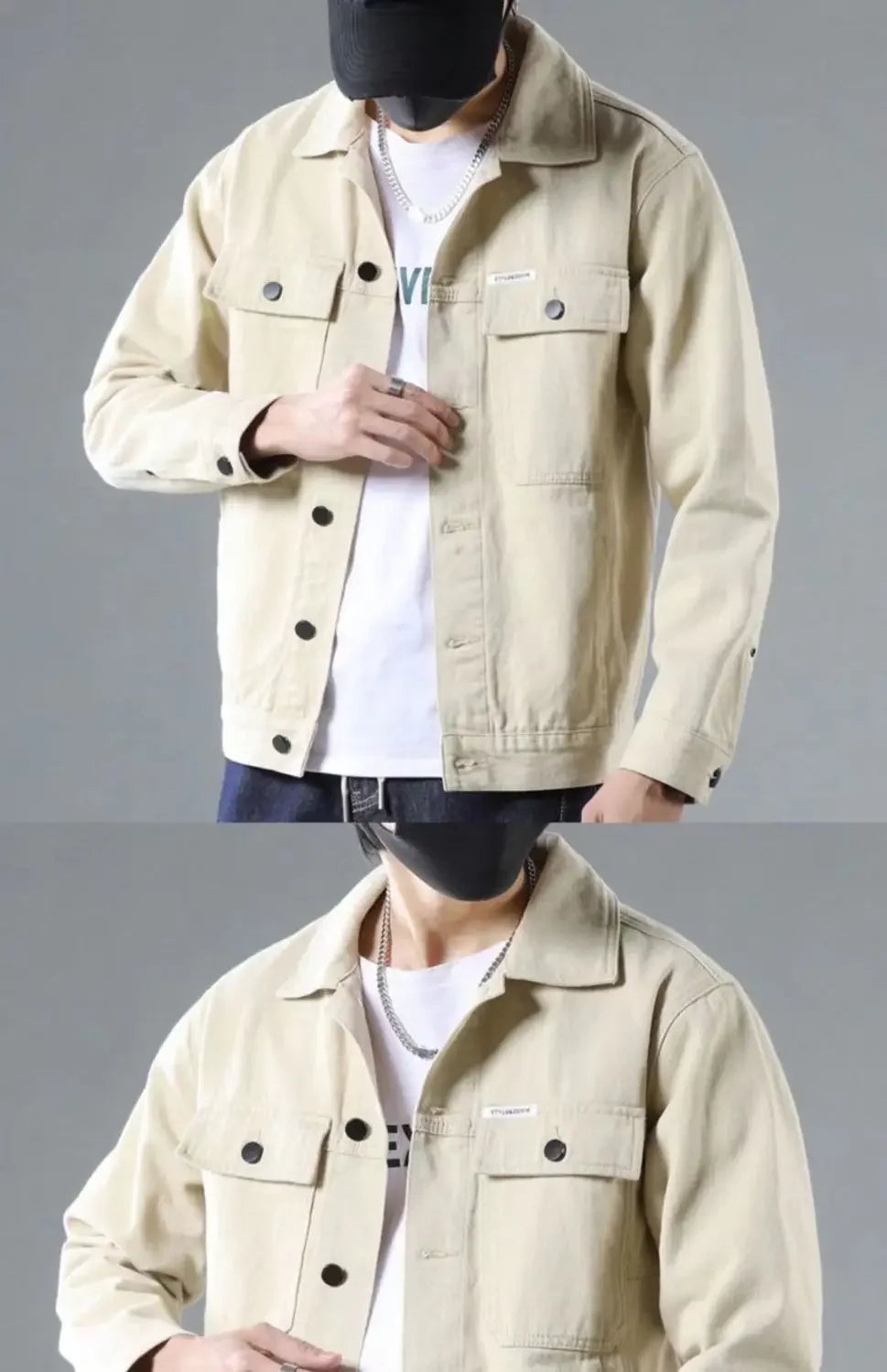 Button Black Denim Jackets Man Autumn Coat for Men Khaki Rock on Board Clothing Winter 2024 Designer Aesthetic Large Size
