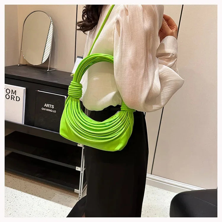2025 Trendy! Women's Multicolored Woven Knot Handbag - Stylish Crossbody/Top Handle Bag | High-End Texture for Streetwear