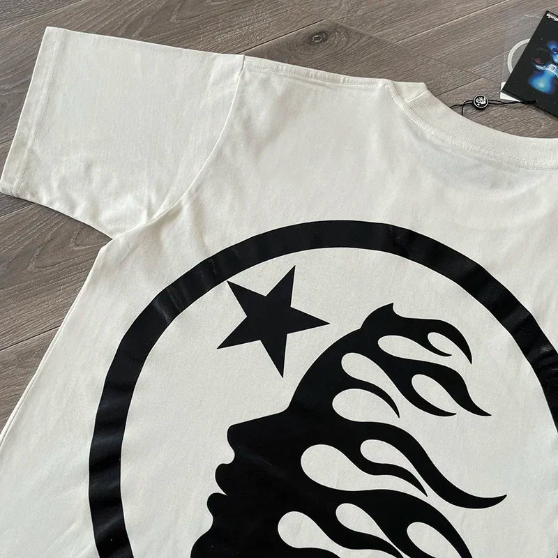 HS Gel Sport Logo Cotton wash short sleeve T-shirt European and American fashion