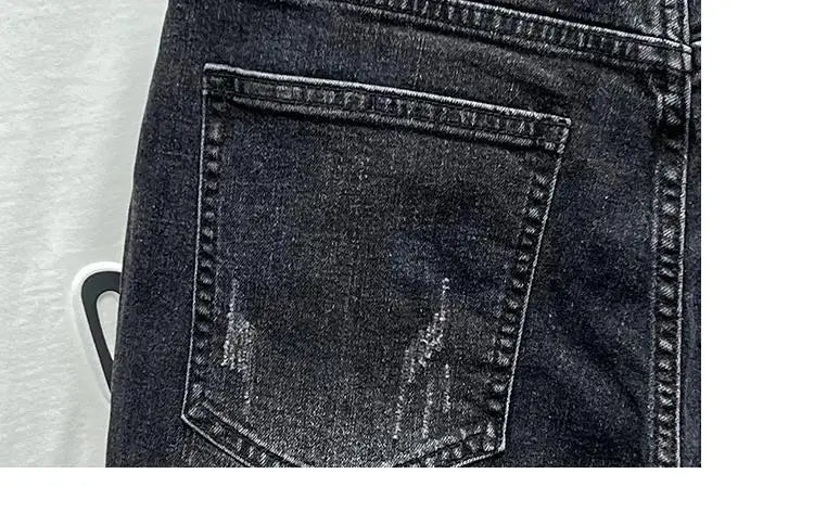 New Summer Men’s Casual 2024 Knee Length Denim Shorts Black Designer Boyfriend Slim Stretch Five Pocket Denim Short Pants