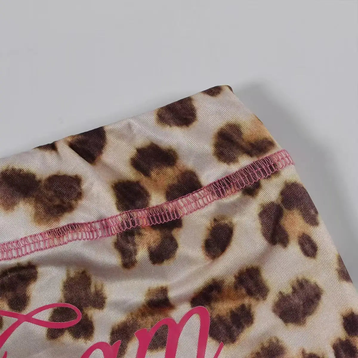 HLJ&GG Y2K Leopard Letter Hooded Two Piece Sets Women Zipper Long Sleeve Slim Crop Top And Pants Outfits Fashion 2pcs Streetwear