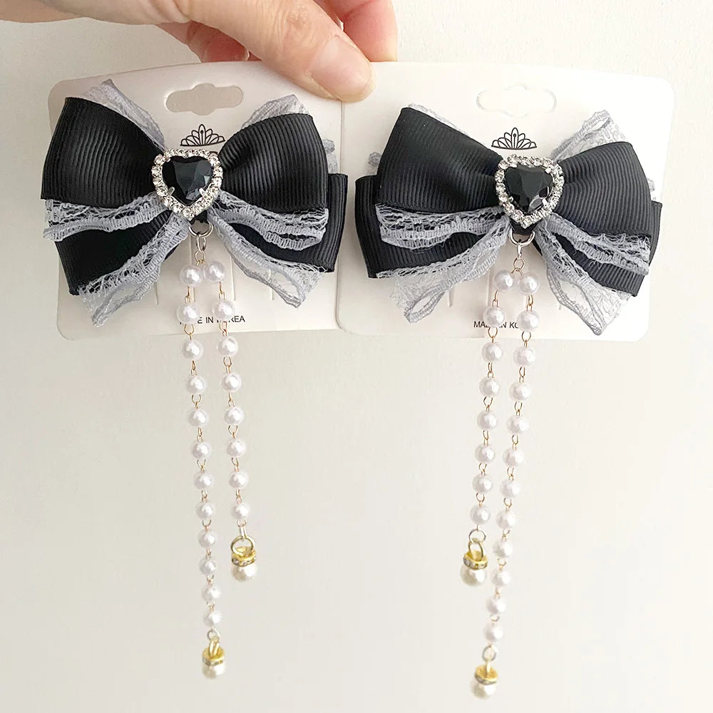 [1pair] Lolita cosplay Girl hairpin Bow barrette cute hair accessories japanese aesthetic hair clips y2k cute items for girls