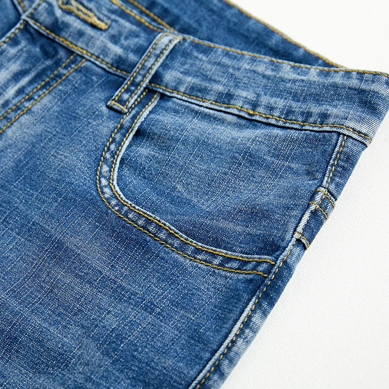 2024 Summer New Men's Denim Shorts Classic Black Blue Thin Section Fashion Slim Business Casual Jeans Shorts Male Brand