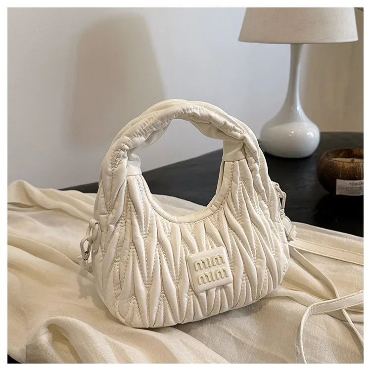 2025 New! Women's Niche Pleated Dumpling Bag – Mini Portable, Summer Trendy, Lightweight Fabric & Easy-Carry Messenger