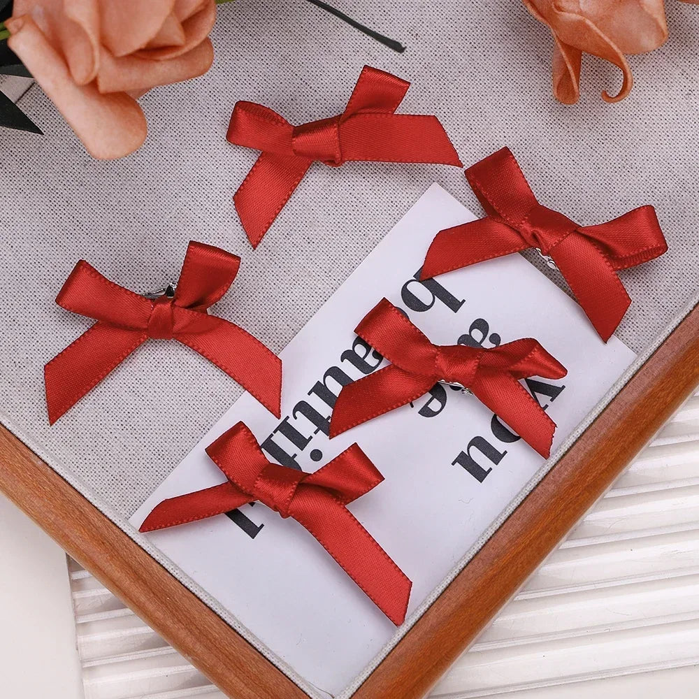 5-24Pcs Y2k Girls Bows Mini Hair Clips Metal Hairpin Headwear Barrette Handmade Ribbon Bow Bangs Clip Fashion Hair Accessories
