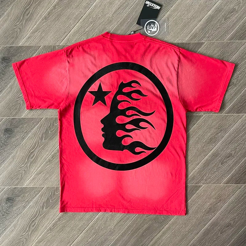 HS Gel Sport Logo Men's and women's pure cotton wash short sleeve T-shirt European and American fashion