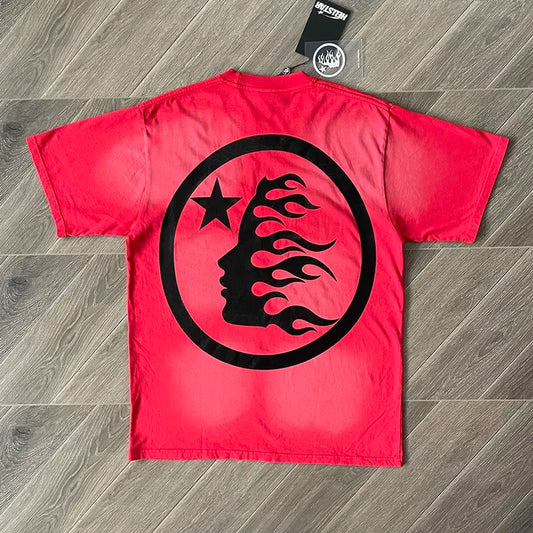 HS Gel Sport Logo Men's and women's pure cotton wash short sleeve T-shirt European and American fashion