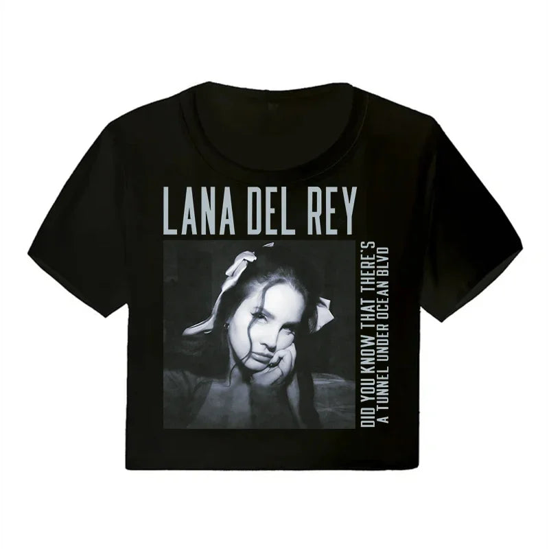 Crop Top Lana Del Rey Ldr Sailing Graphics T Shirt Cropped Harajuku Women Vintage Short-Sleeve T-Shirt Streetwear Female Tshirt