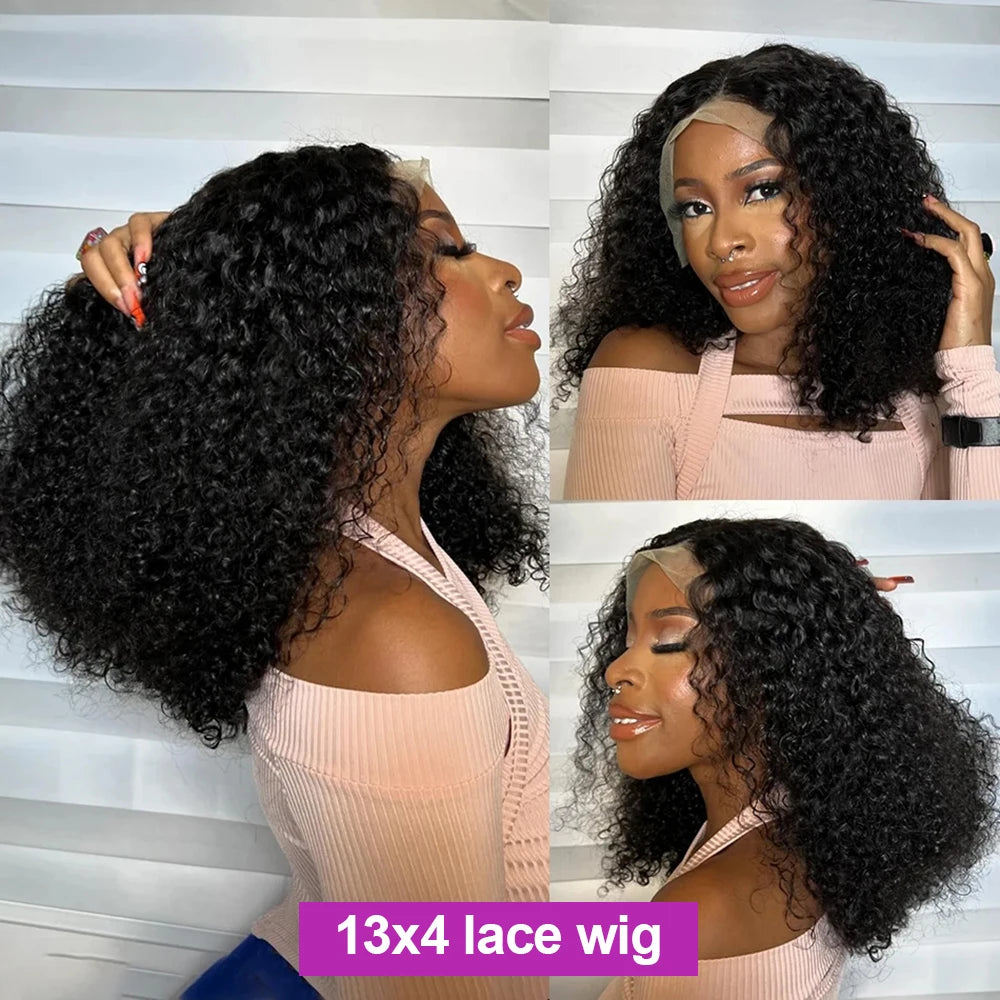 Wear Go 13x4 13x6 Water Wave Bob Lace Wig For Women Curly 7x5 Glueless Human Hair Wig Ready To Go Human Hair Wigs Pre Cut 250%