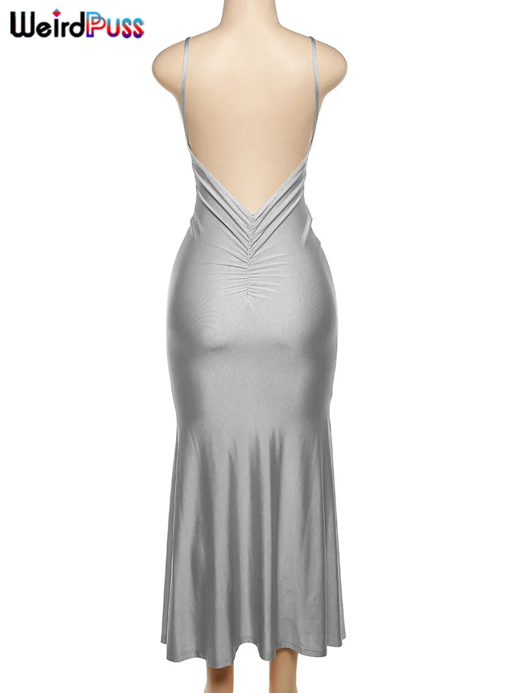 Backless V-Neck Mermaid Evening Maxi Dress — Women's Prom