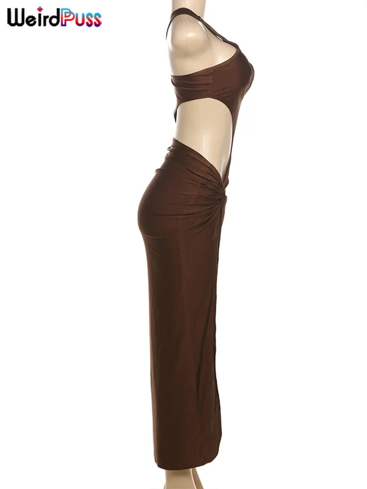 Irregular Knot Hollow High Waist Sleeveless Dress — Women's