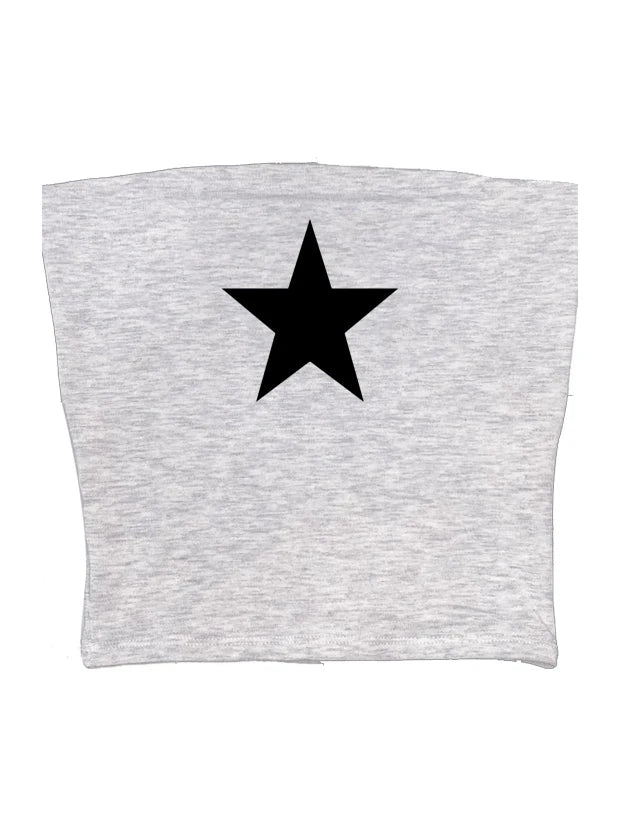 Gothic Star Print Streetwear Vintage Harajuku Punk Grunge Crop Top Casual Women's T-Shirt E-girl Baby Tee Slim Y2k Clothes