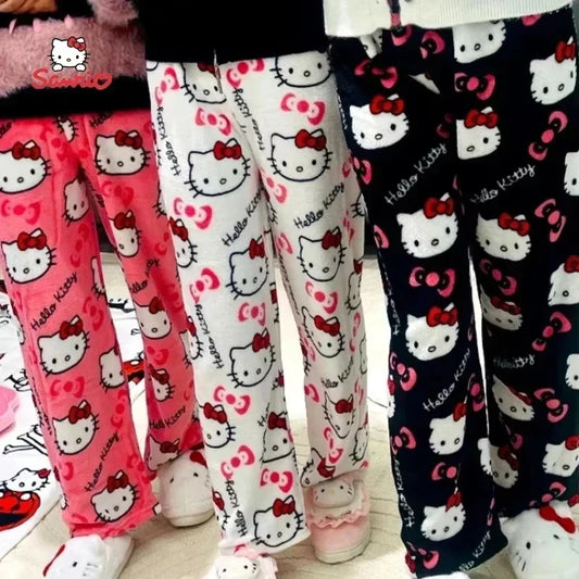 2025 MINISO New Hello Kitty Long Sleeved Quick Drying Casual Women's Daily Long Pants Breathable Cartoon Cute Sports Pants
