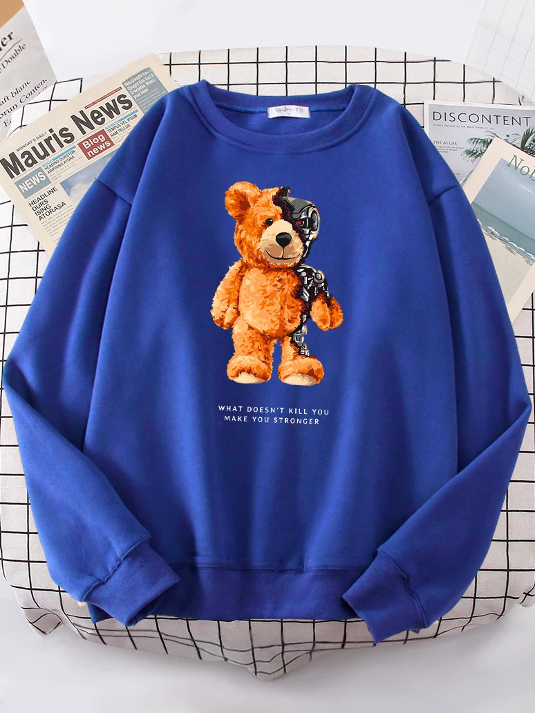 Teddy Bear Show You What I Am Really Look Like Hoodie Female Hipster Oversize Hoody Casual Sweatshirt Streetwear Soft Pullovers