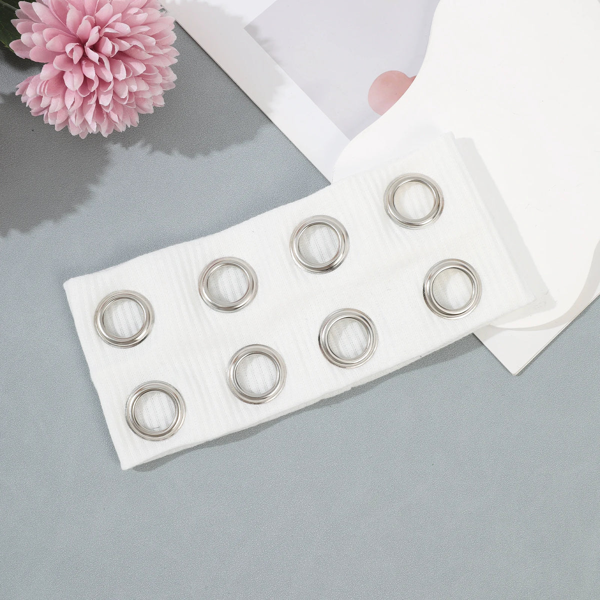 AWAYTR Punk Girl Fabric Hollow Elastic Headbands Metal Rock Personalized Hollow Eyelets Hair Band Casual Sports Grommet Headband