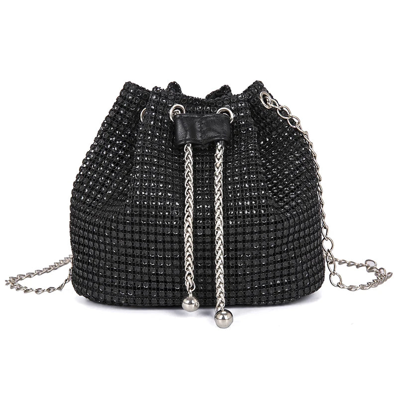 Luxury Rhinestone Bucket Bag Fashion Chain Shoulder Crossbody Bag For Women Personality Versatile Temperament Shoulder Bag