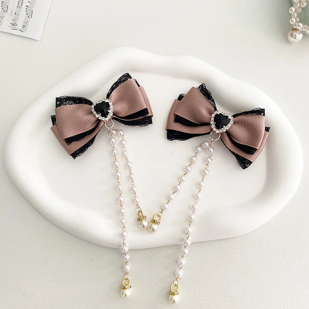 [1pair] Lolita cosplay Girl hairpin Bow barrette cute hair accessories japanese aesthetic hair clips y2k cute items for girls