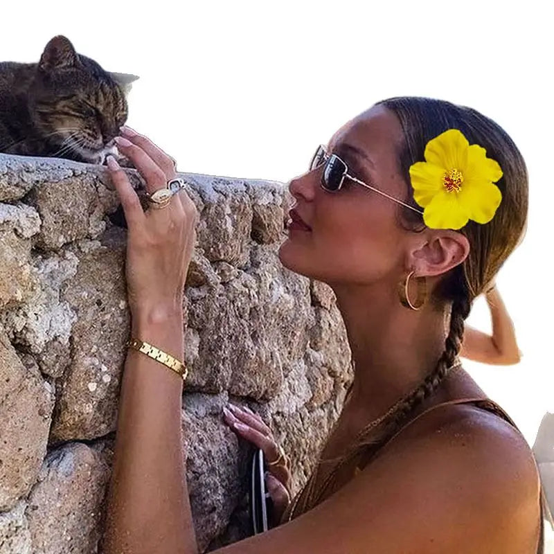 New 10cm Simulated Flower Hair Clip Headband Colorful Flower Swimsuit Tourist Beach Photography Hair Accessory for Beach Travel